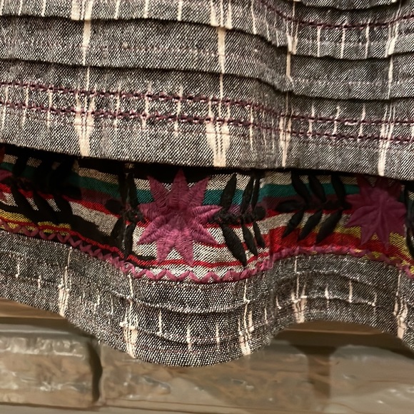 Free People "New Romantics" Layered Embroidered Bottom Grey Dress Women's Size 4 - Picture 3 of 5